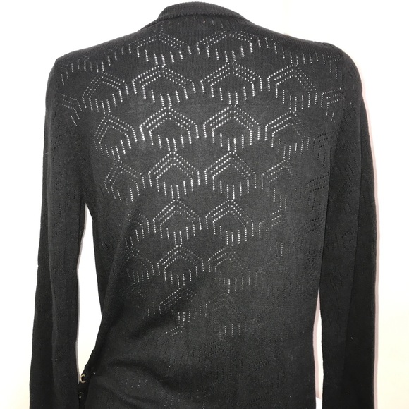 Belleni Black Cutout Open Wrap Cardigan Sweater - Picture 10 of 12
